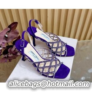 Hot Style Jimmy Choo Suede and Strass Heel Sandals 9cm JC020701 Purple 2026