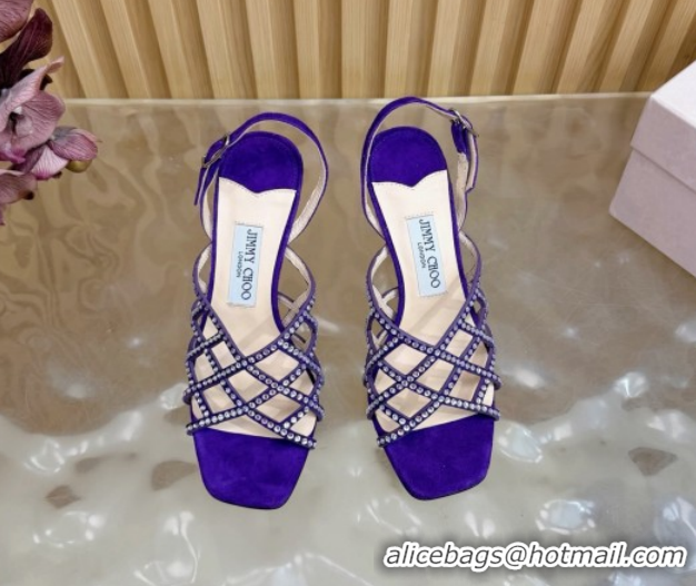 Hot Style Jimmy Choo Suede and Strass Heel Sandals 9cm JC020701 Purple 2026