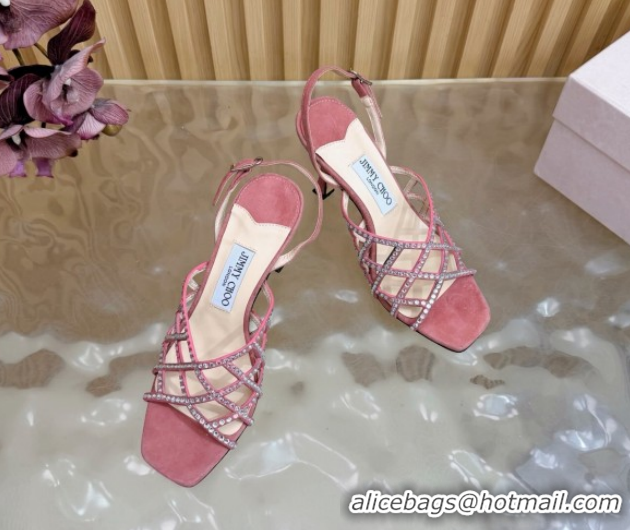 Practical Jimmy Choo Suede and Strass Heel Sandals 9cm JC020701 Pink 2026