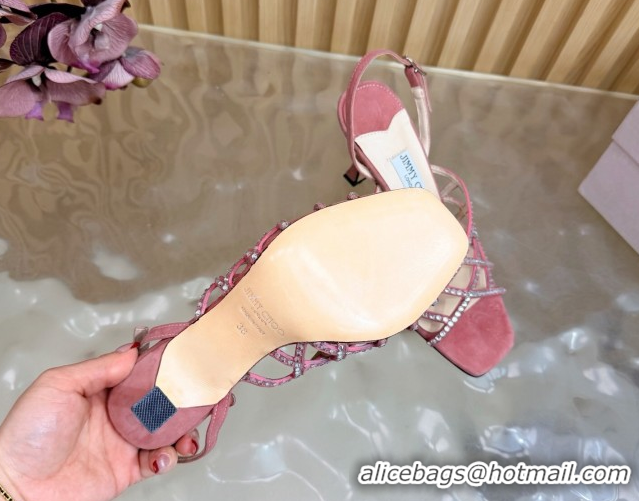 Practical Jimmy Choo Suede and Strass Heel Sandals 9cm JC020701 Pink 2026