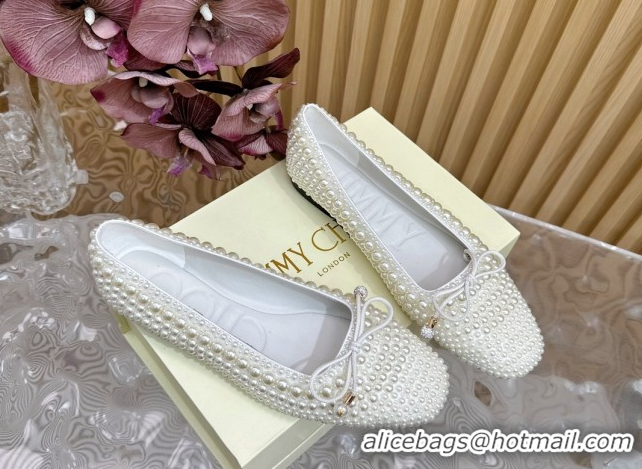 Pretty Style Jimmy Choo Pearls Allover Loafers Flat JC020703 White 2026
