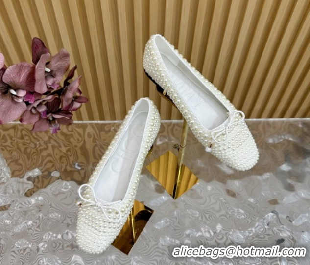 Pretty Style Jimmy Choo Pearls Allover Loafers Flat JC020703 White 2026