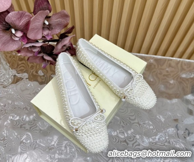 Pretty Style Jimmy Choo Pearls Allover Loafers Flat JC020703 White 2026