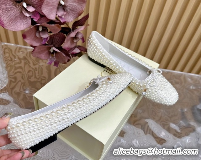 Pretty Style Jimmy Choo Pearls Allover Loafers Flat JC020703 White 2026