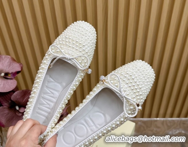 Pretty Style Jimmy Choo Pearls Allover Loafers Flat JC020703 White 2026