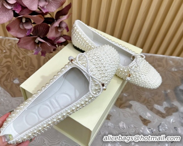 Pretty Style Jimmy Choo Pearls Allover Loafers Flat JC020703 White 2026