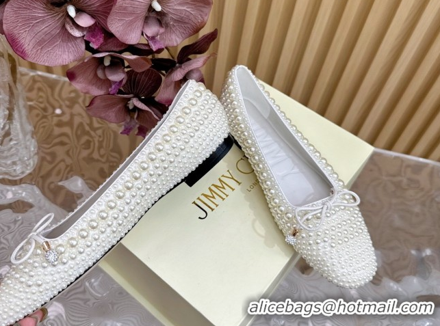 Pretty Style Jimmy Choo Pearls Allover Loafers Flat JC020703 White 2026
