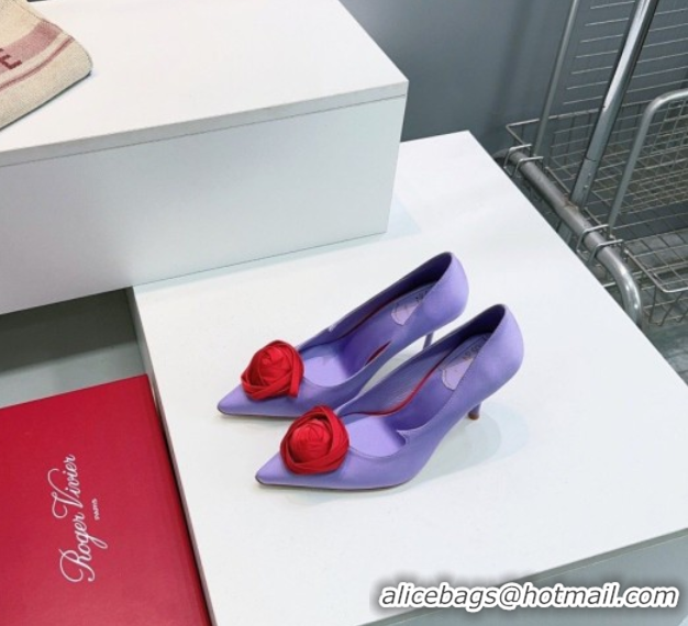 Stylish Roger Vivier Rose Pumps 10cm in Satin Purple 0225001 2026