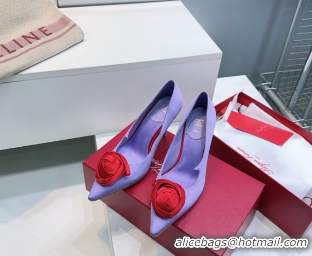 Stylish Roger Vivier Rose Pumps 10cm in Satin Purple 0225001 2026