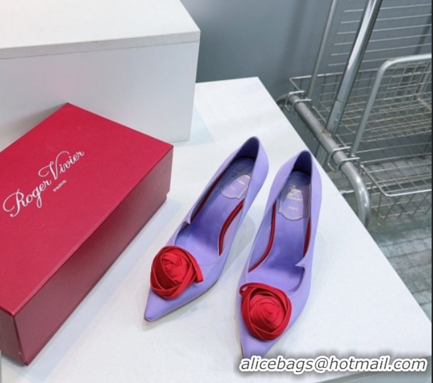 Stylish Roger Vivier Rose Pumps 10cm in Satin Purple 0225001 2026