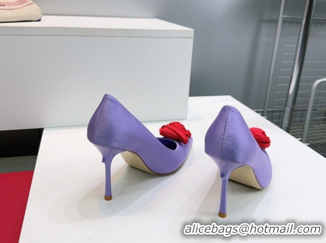 Stylish Roger Vivier Rose Pumps 10cm in Satin Purple 0225001 2026