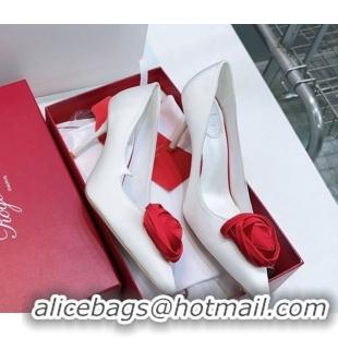 Top Grade Roger Vivier Rose Pumps 10cm in Satin 0225001 White 2026