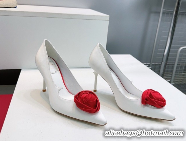 Top Grade Roger Vivier Rose Pumps 10cm in Satin 0225001 White 2026