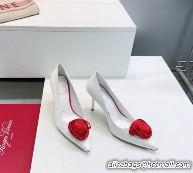Top Grade Roger Vivier Rose Pumps 10cm in Satin 0225001 White 2026