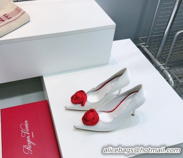 Top Grade Roger Vivier Rose Pumps 10cm in Satin 0225001 White 2026