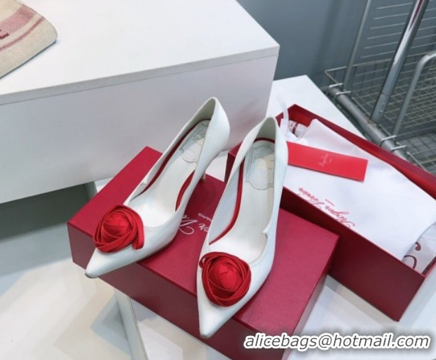 Top Grade Roger Vivier Rose Pumps 10cm in Satin 0225001 White 2026