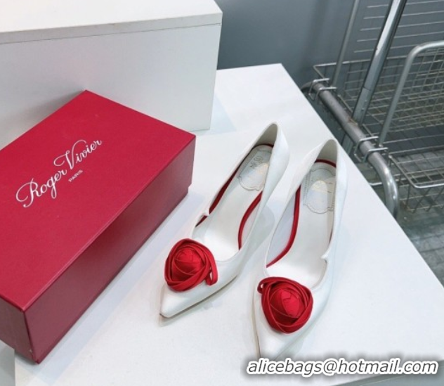 Top Grade Roger Vivier Rose Pumps 10cm in Satin 0225001 White 2026