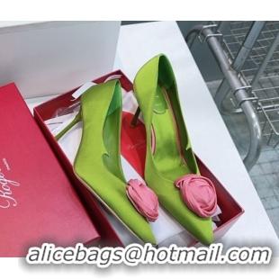 Good Looking Roger Vivier Rose Pumps 10cm in Satin 0225001 Green 2026
