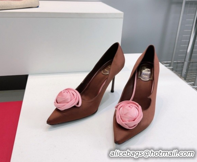 Best Product Roger Vivier Rose Pumps 10cm in Satin 0225001 Brown 2026