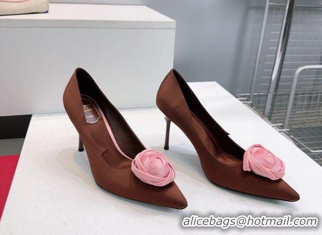 Best Product Roger Vivier Rose Pumps 10cm in Satin 0225001 Brown 2026