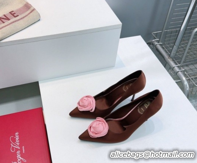 Best Product Roger Vivier Rose Pumps 10cm in Satin 0225001 Brown 2026