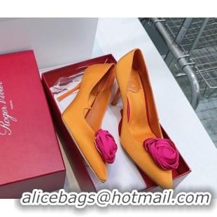 Pretty Style Roger Vivier Rose Pumps 10cm in Satin 0225001 Yellow 2026