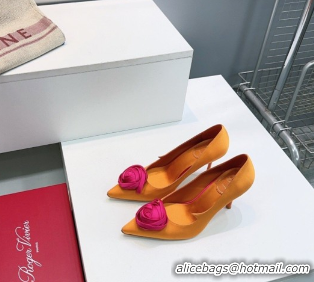 Pretty Style Roger Vivier Rose Pumps 10cm in Satin 0225001 Yellow 2026