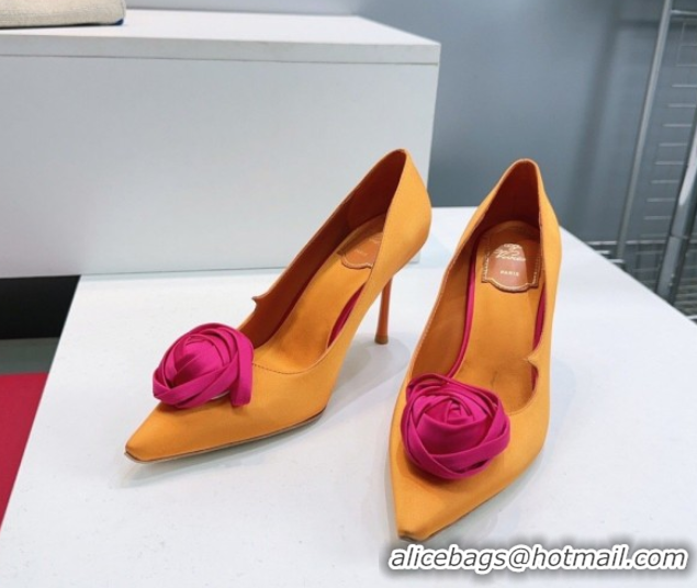 Pretty Style Roger Vivier Rose Pumps 10cm in Satin 0225001 Yellow 2026