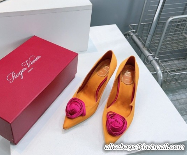 Pretty Style Roger Vivier Rose Pumps 10cm in Satin 0225001 Yellow 2026