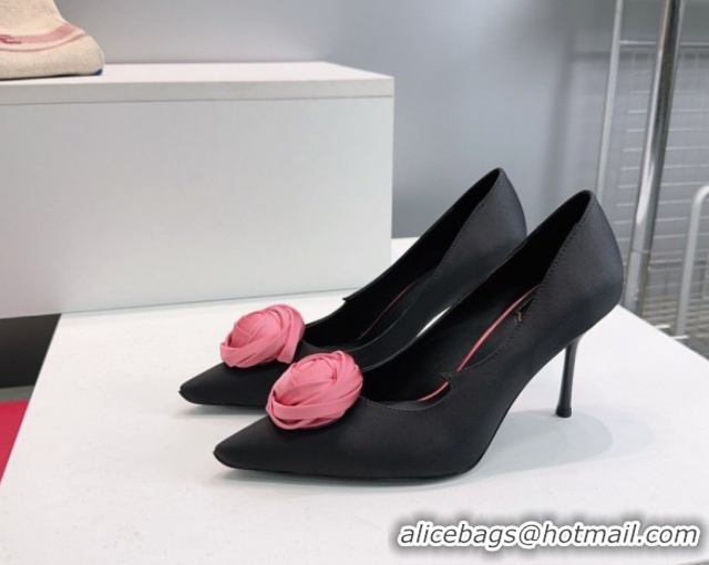 Grade Quality Roger Vivier Rose Pumps 10cm in Satin 0225001 Black 2026