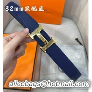 Inexpensive Hermes Constance belt buckle & Reversible Epsom leather strap 3.2cm 0314 Blue/Black 2025