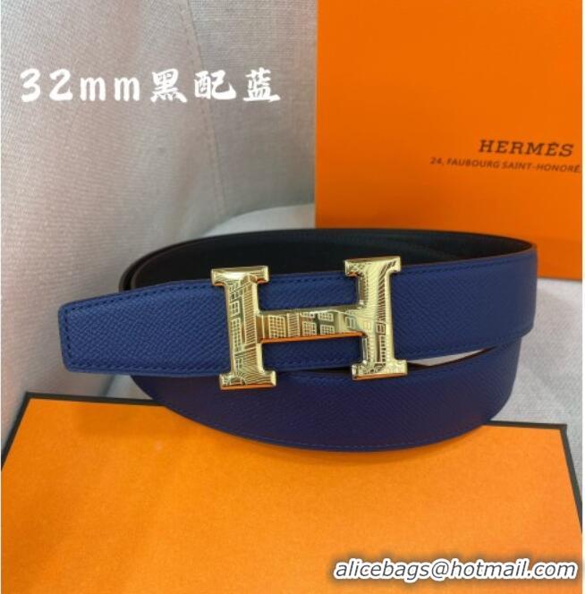 Inexpensive Hermes Constance belt buckle & Reversible Epsom leather strap 3.2cm 0314 Blue/Black 2025