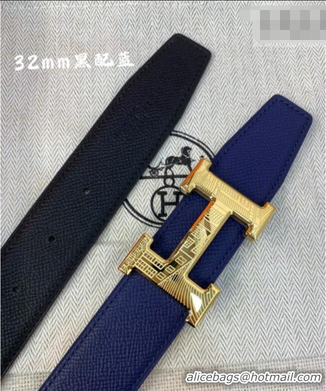 Inexpensive Hermes Constance belt buckle & Reversible Epsom leather strap 3.2cm 0314 Blue/Black 2025