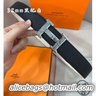Discount Hermes Constance belt buckle & Reversible Epsom leather strap 3.2cm 0314 Black/White 2025
