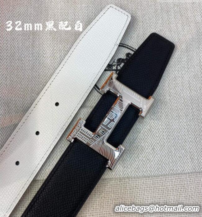 Discount Hermes Constance belt buckle & Reversible Epsom leather strap 3.2cm 0314 Black/White 2025