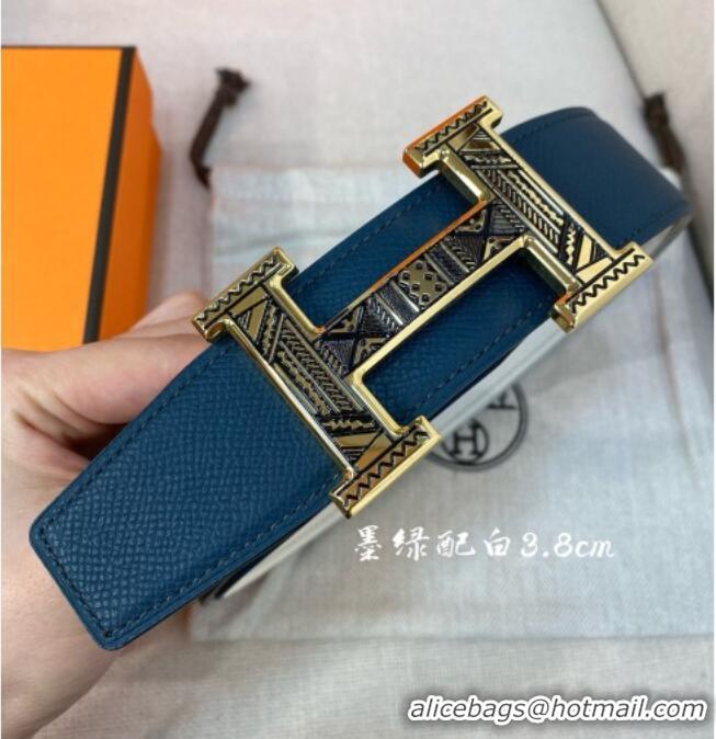 Cheap Hermes Constance belt buckle & Epsom leather strap 3.8cm 0314 Blue/White 2025