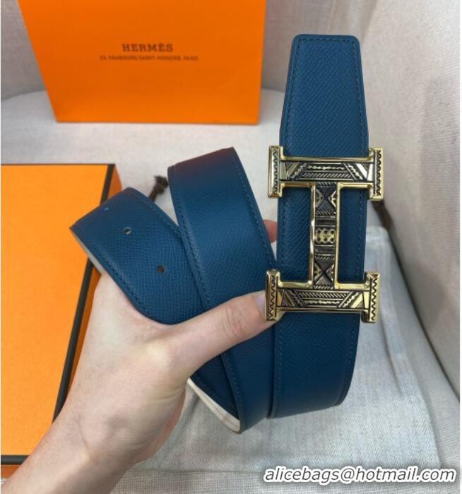 Cheap Hermes Constance belt buckle & Epsom leather strap 3.8cm 0314 Blue/White 2025