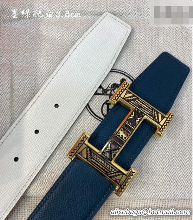 Cheap Hermes Constance belt buckle & Epsom leather strap 3.8cm 0314 Blue/White 2025