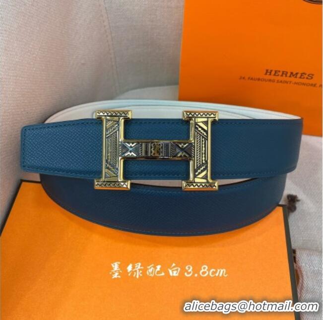 Cheap Hermes Constance belt buckle & Epsom leather strap 3.8cm 0314 Blue/White 2025