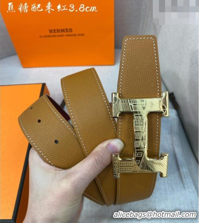 Promotional Hermes Constance belt buckle & Epsom leather strap 3.8cm 0314 Caramel/Burgundy 2025