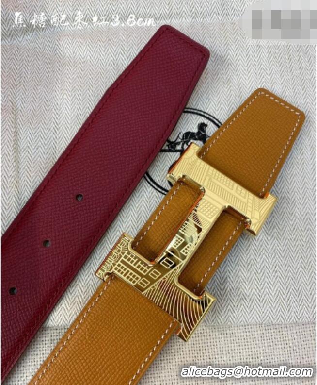 Promotional Hermes Constance belt buckle & Epsom leather strap 3.8cm 0314 Caramel/Burgundy 2025
