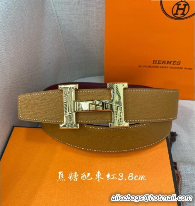 Promotional Hermes Constance belt buckle & Epsom leather strap 3.8cm 0314 Caramel/Burgundy 2025