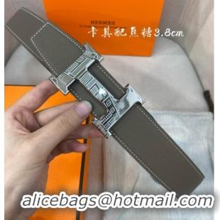 Top Design Hermes Constance belt buckle & Epsom leather strap 3.8cm 0314 Khaki/Caramel 2025