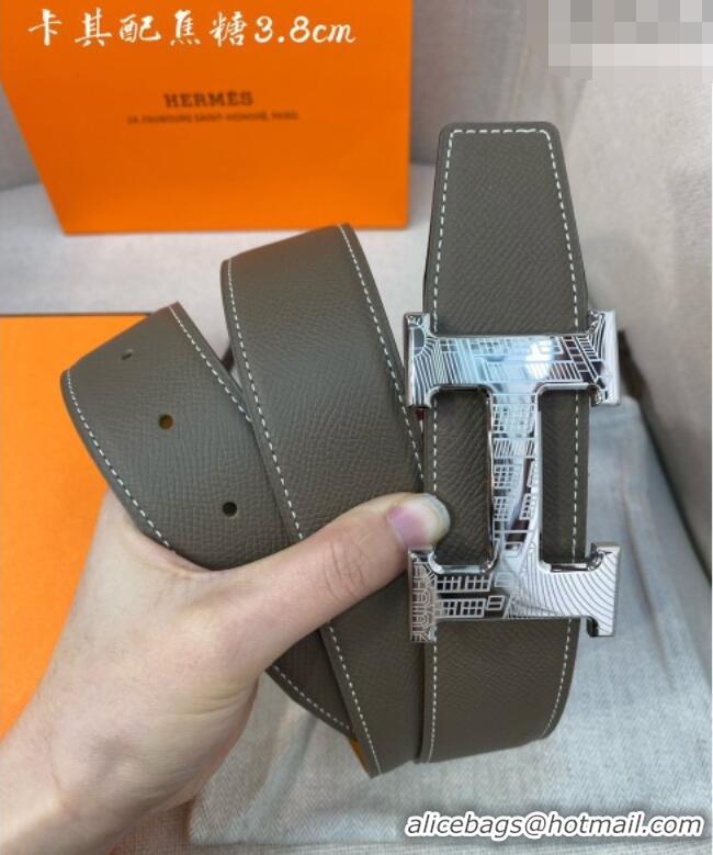 Top Design Hermes Constance belt buckle & Epsom leather strap 3.8cm 0314 Khaki/Caramel 2025