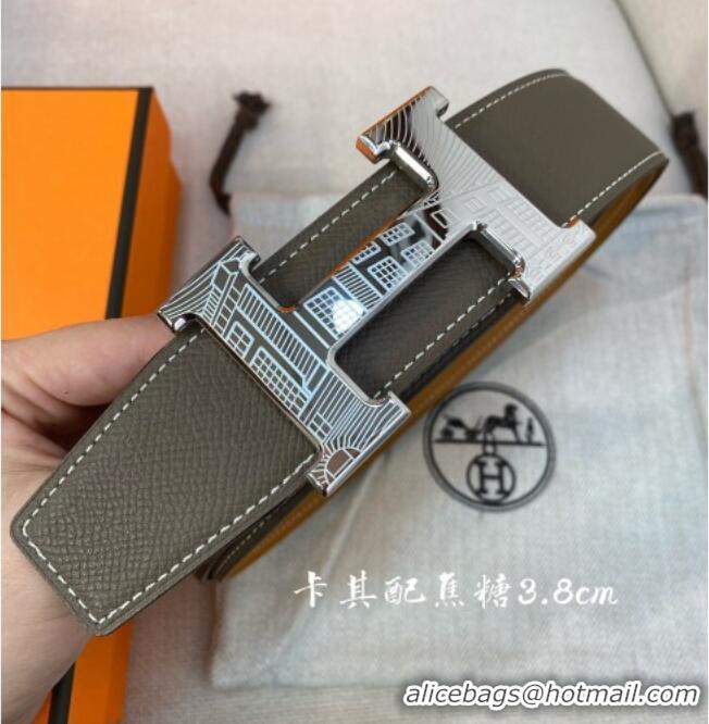 Top Design Hermes Constance belt buckle & Epsom leather strap 3.8cm 0314 Khaki/Caramel 2025