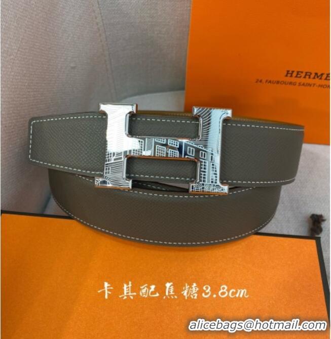 Top Design Hermes Constance belt buckle & Epsom leather strap 3.8cm 0314 Khaki/Caramel 2025