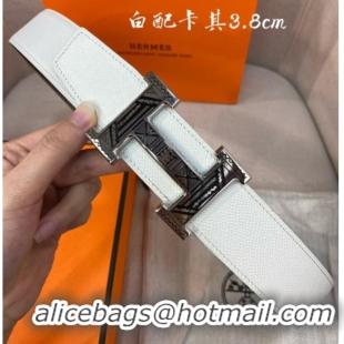 Super Quality Hermes Constance belt buckle & Epsom leather strap 3.8cm 0314 White/Khaki 2025