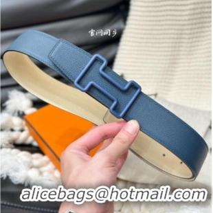 Promotional Hermes Tonight Color belt buckle & Reversible Epsom leather strap 3.8cm 0314 Blue/White 2025