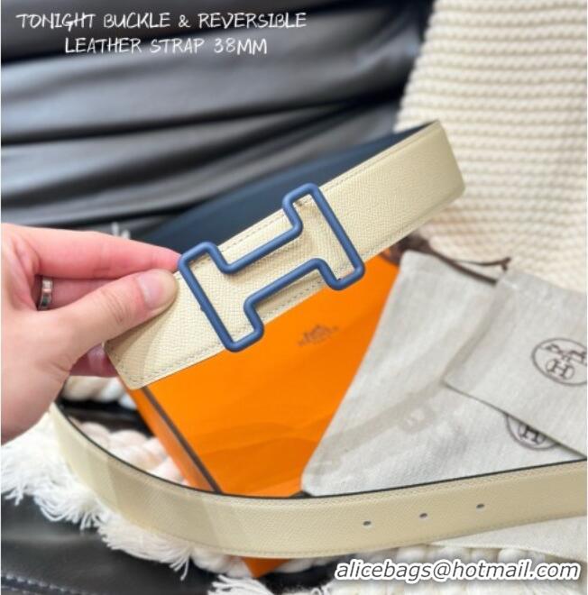 Promotional Hermes Tonight Color belt buckle & Reversible Epsom leather strap 3.8cm 0314 Blue/White 2025