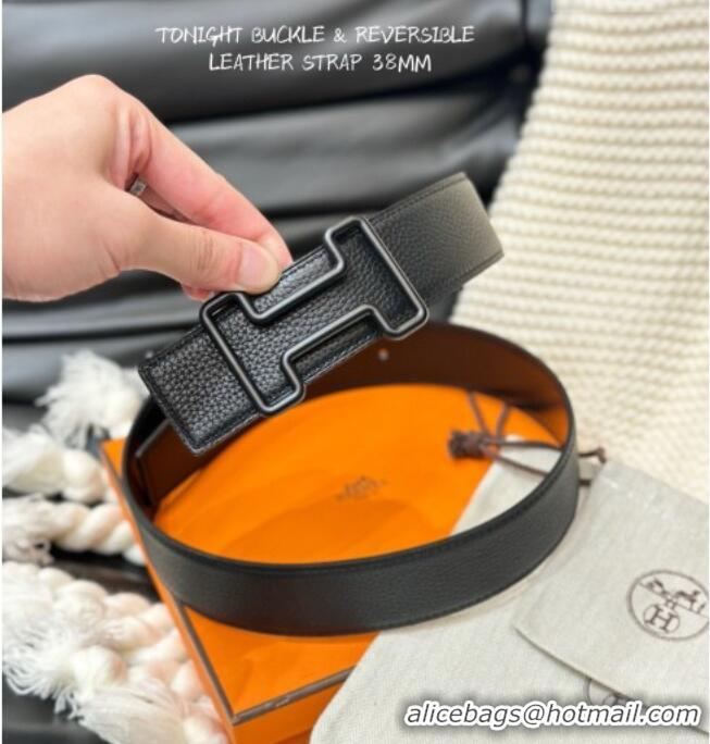 Shop Fashion Hermes Tonight Color belt buckle & Reversible leather strap 3.8cm 0314 Black 2025